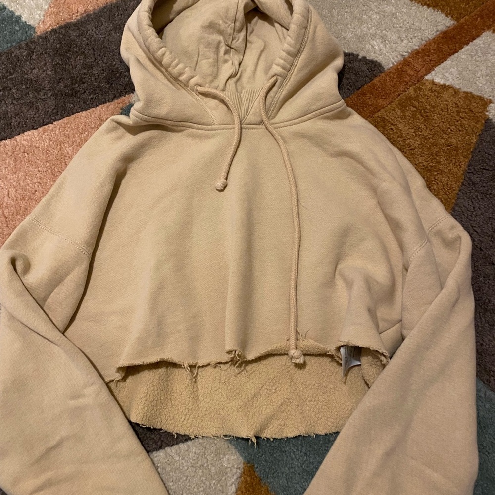 Hollister Cropped Beige Hoodie